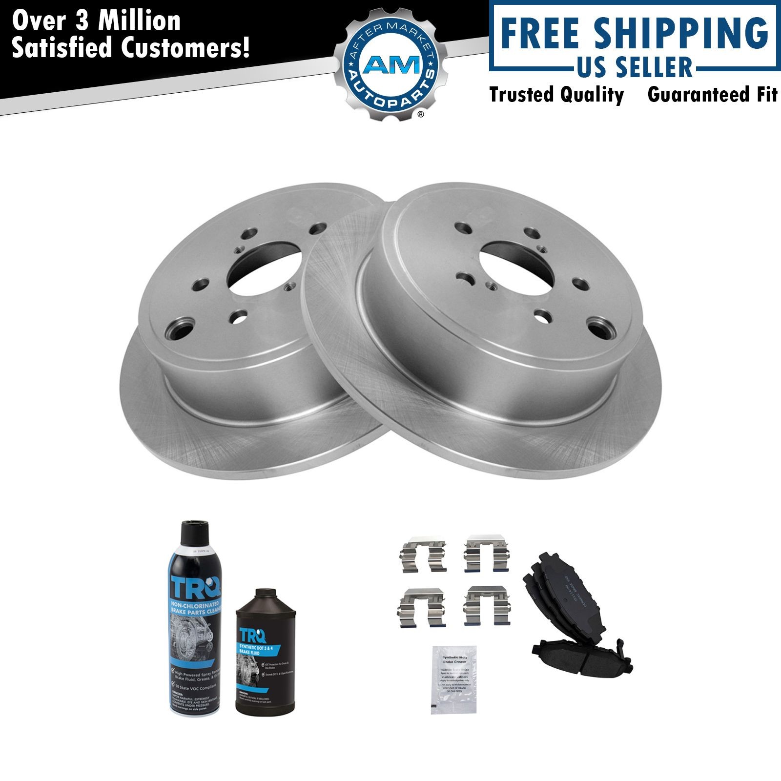 Rear Premium Posi Ceramic Brake Pad & Rotor Kit Left & Right w/Chemicals