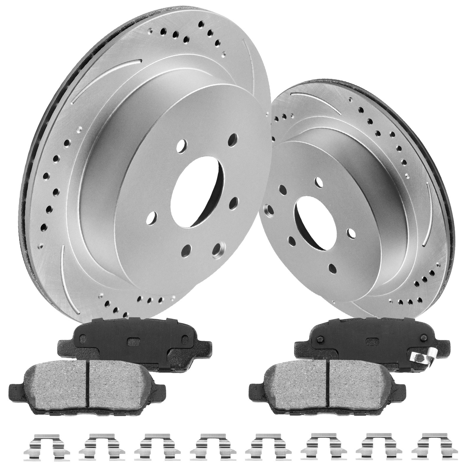 Rear Drilled Rotors + Brake Pads for Infiniti M35H M56 FX35 FX45 Nissan Murano