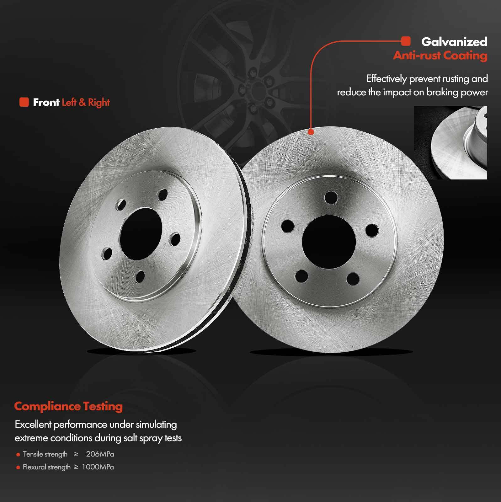 Front Disc Brake Rotor & Pads + Hub Bearing for Chrysler Cirrus Dodge Stratus