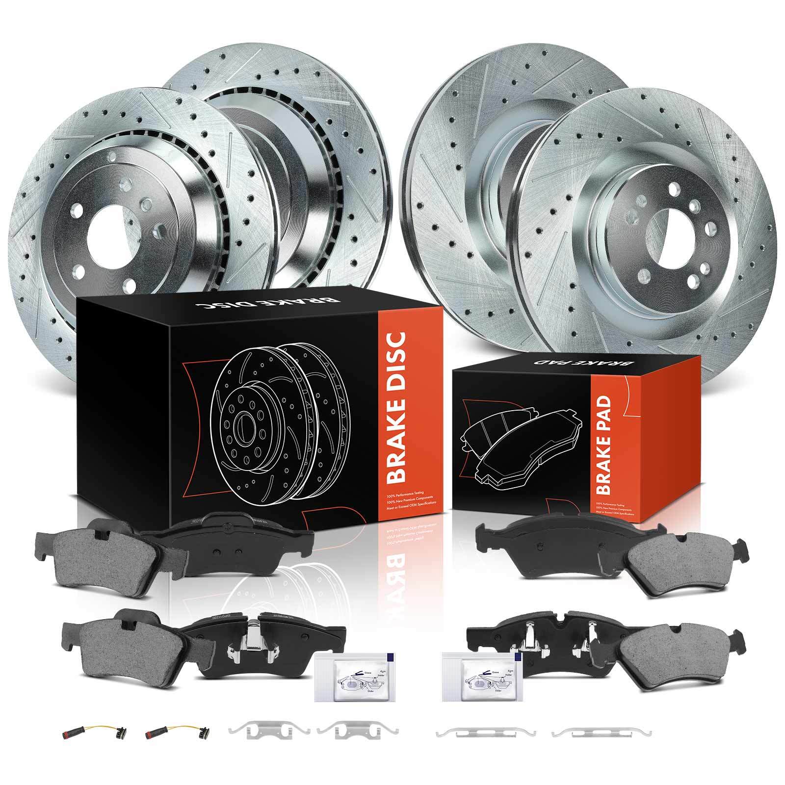 Front & Rear Drilled Brake Rotors & Ceramic Pads for Mercedes-Benz GL320 ML320