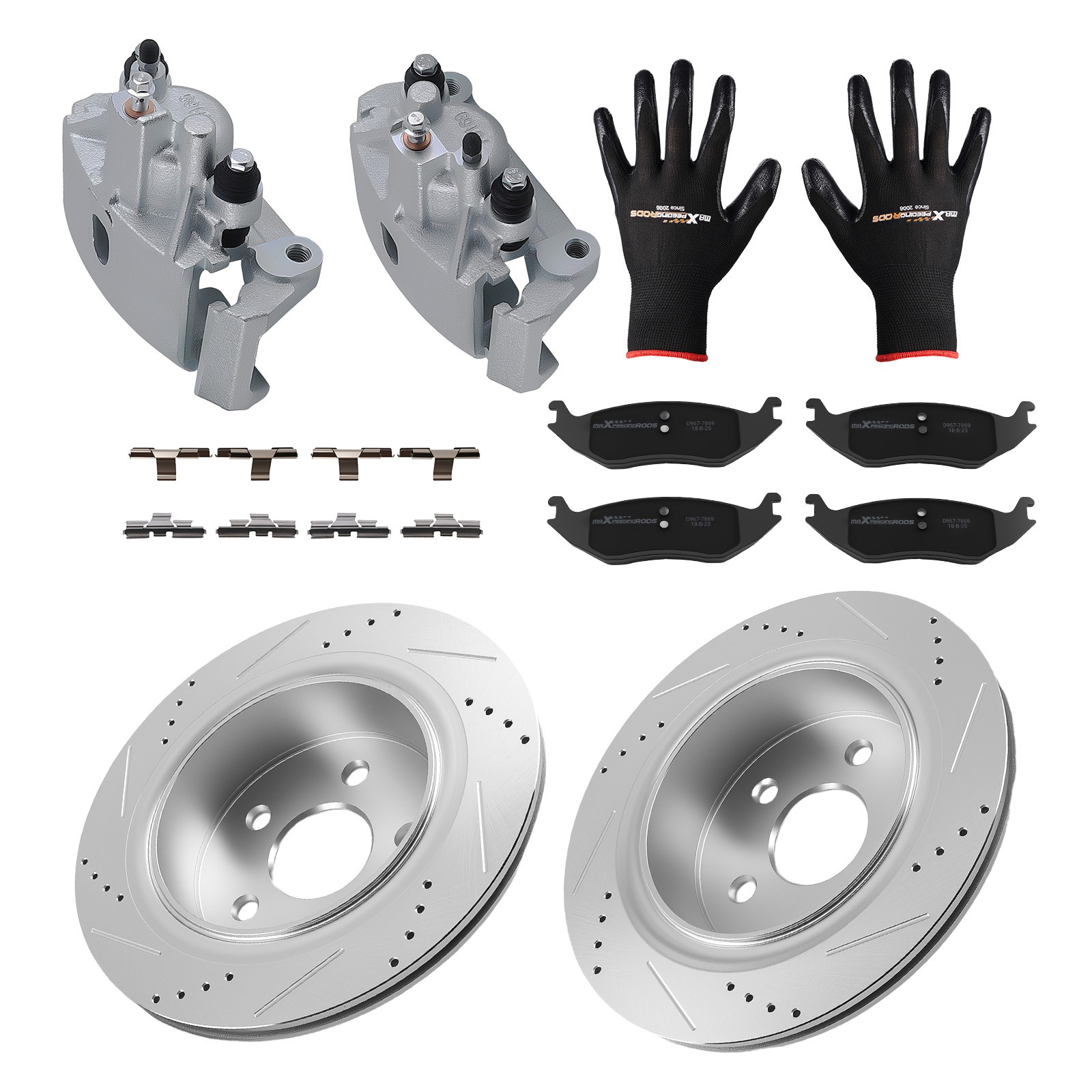 Rear Brake Rotor Caliper & Pad Set For Chrysler Aspen 2007-09/Ram 1500 2011-2018