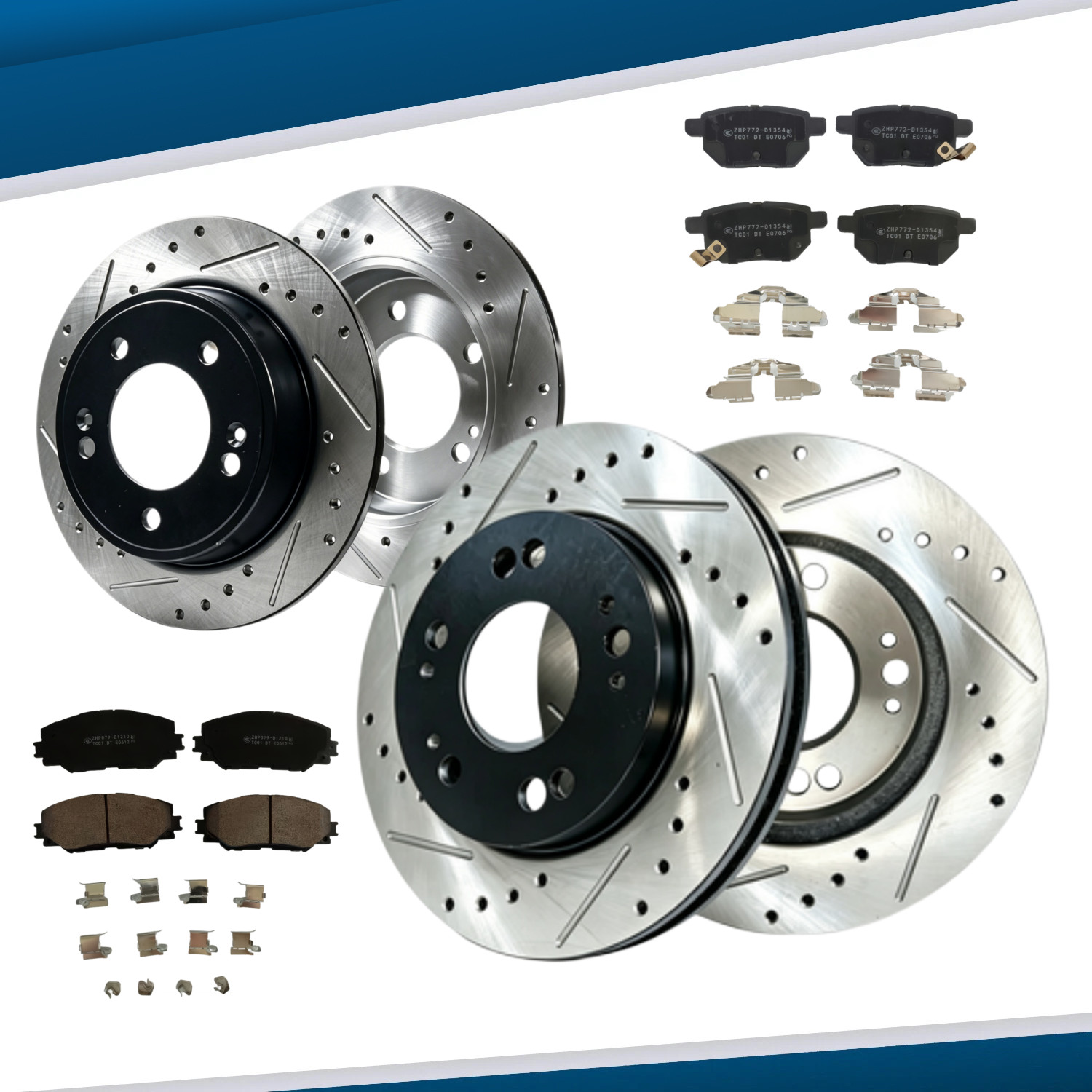 275mm Front Rear Drilled Rotors Brake Ceramic Pads For Toyota Corolla 2016 -2019
