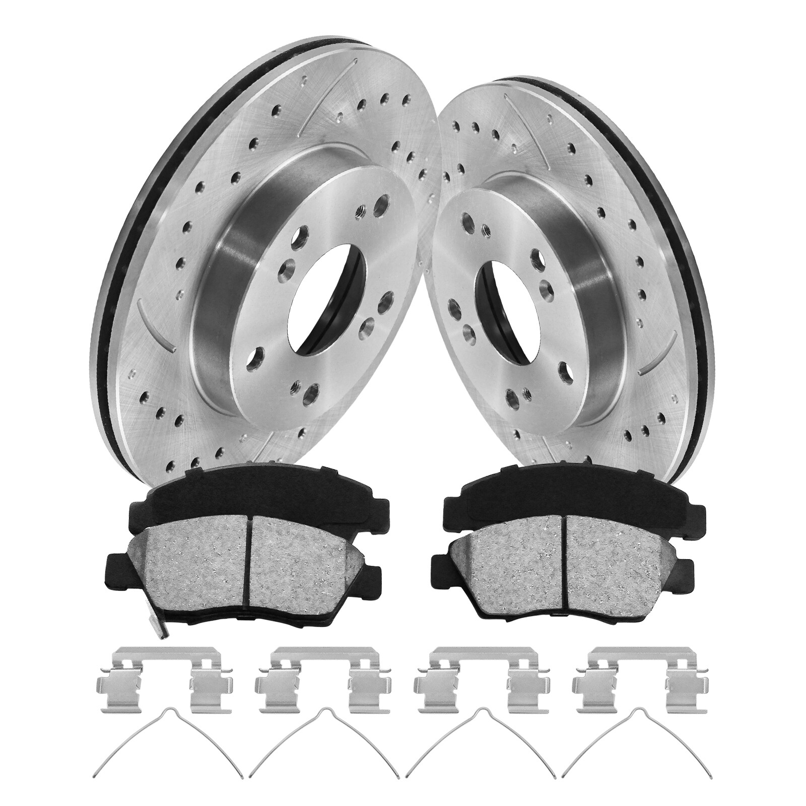 For 2009 2010 2011 Honda Civic 1.3L Hybrid Front & Rear Drilled Rotors + Pads