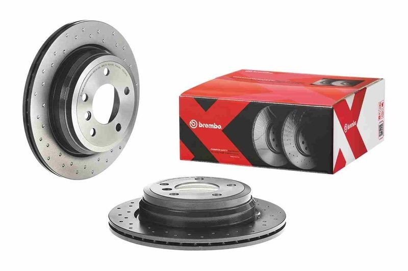 2X Brembo 09.B338.2X Rear Drilled / Vented Brake Discs Fits Bmw 1 3 X1 Series