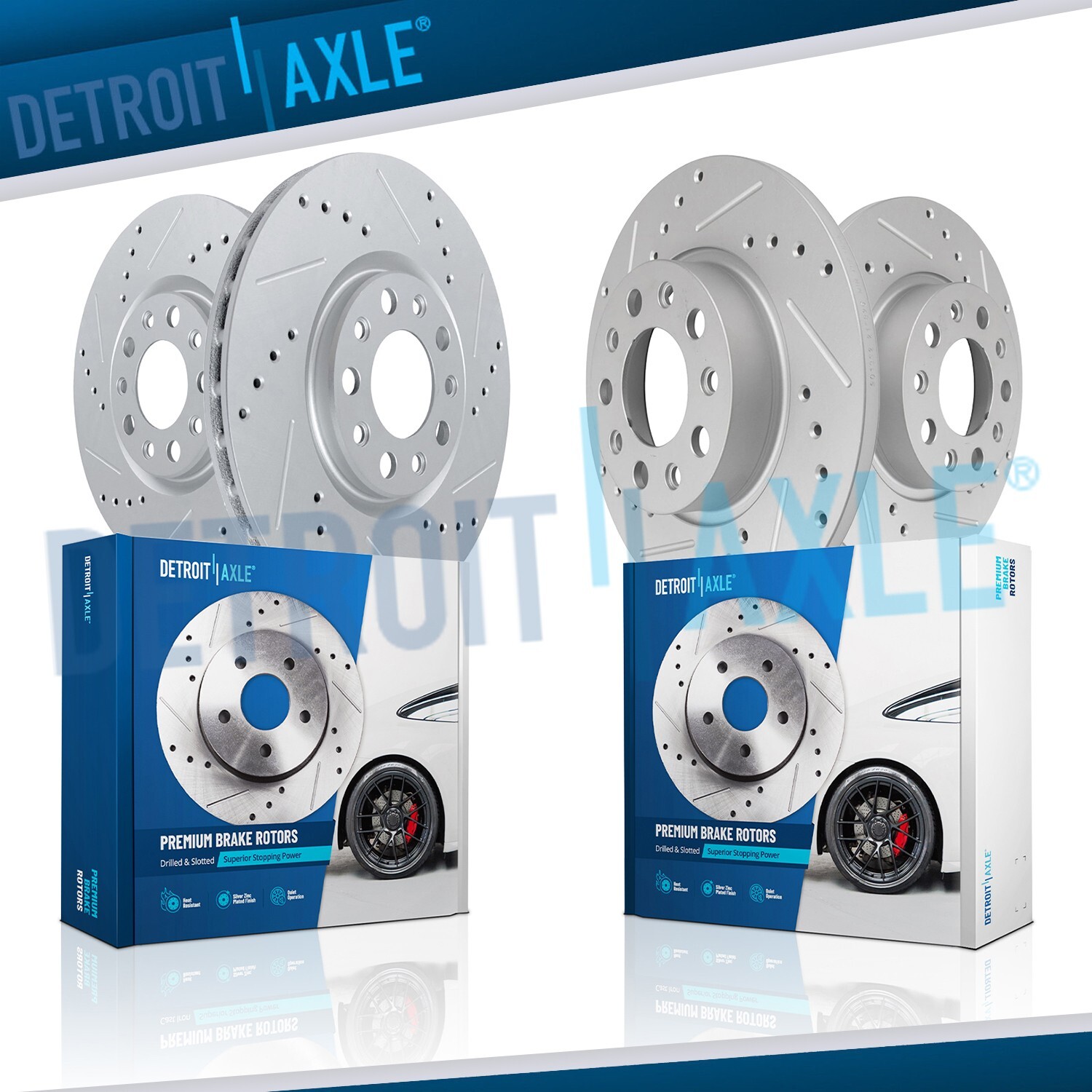 Front and Rear Drilled Slotted Brake Rotors Kit for Jeep Compass Renegade 500X