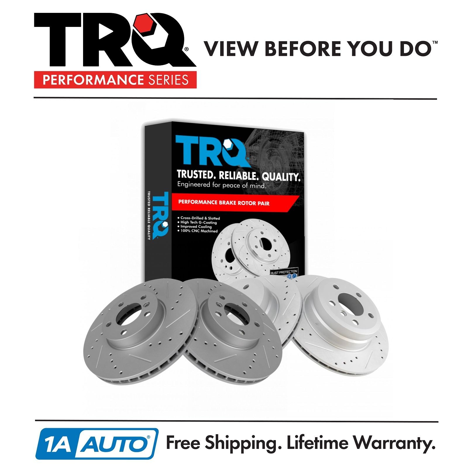 TRQ Front & Rear Brake Rotors Set For 2007-2018 BMW X5 2011-2019 X6