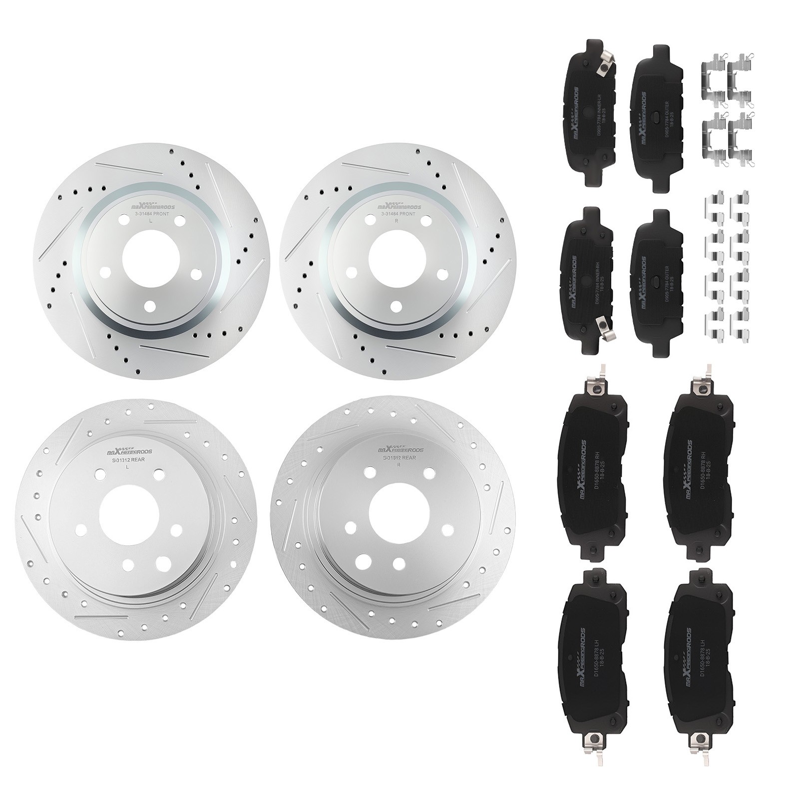 Front Rear Drilled Rotors Brake Pads for Nissan Altima 2013-2023 S-31464 S-31312