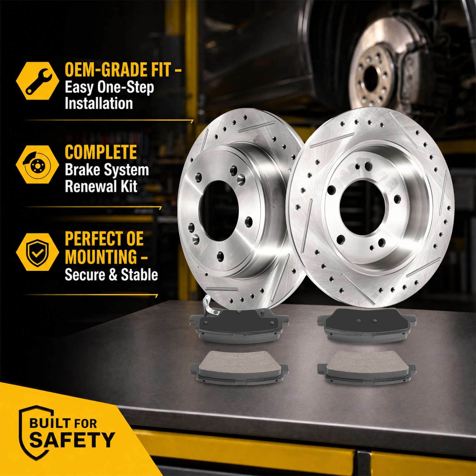 Front Rear Brake Disc Rotor + Pads Kit for GT Kia Forte Hyundai Elantra Veloster