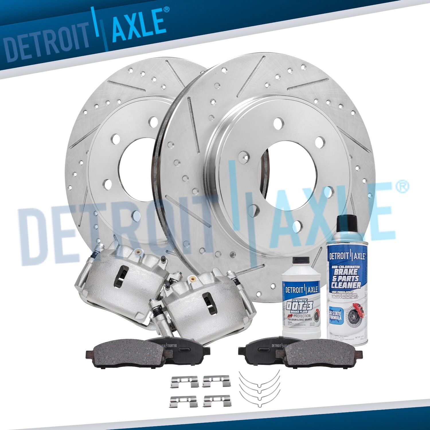 4WD 6-Lug Front Drilled Rotors Calipers Brake Pads for 05-08 Ford F-150 Mark LT