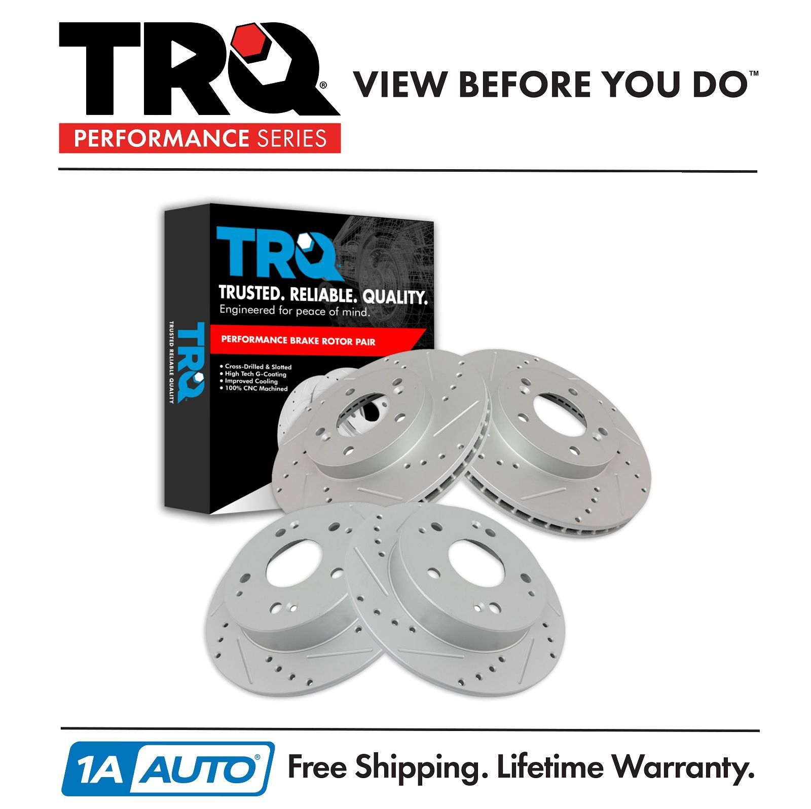 TRQ Front and Rear Brake Rotors Set For 1997-2001 Acura Integra