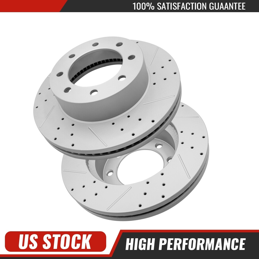 2 x Rear Drilled Disc Brake Rotors for Ford F-250 F-350 Super Duty 2013 – 2023
