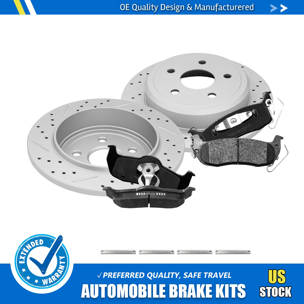 Rear Drilled Brake Rotors+Ceramic Pads For Jeep Grand Cherokee 2005 2006 – 2010