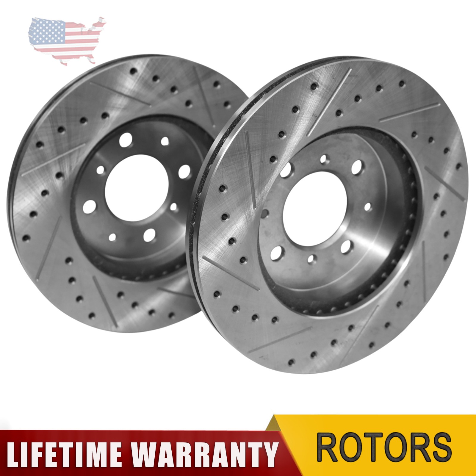 2x Front Drilled Rotors for Honda Civic 90-05 Fit Insight Acura EL 97-05 Integra