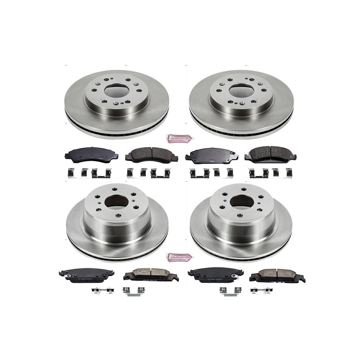 KOE6560 Powerstop Brake Disc and Pad Kits 4-Wheel Set Front & Rear for Chevy