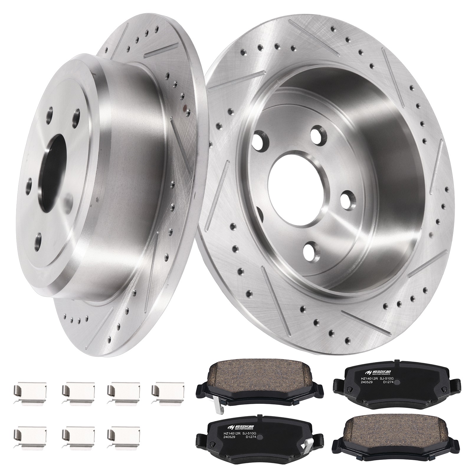 12.44 inch (316mm) Rear Drilled Brake Rotors Brake Pads Kit for Jeep Wrangler JK
