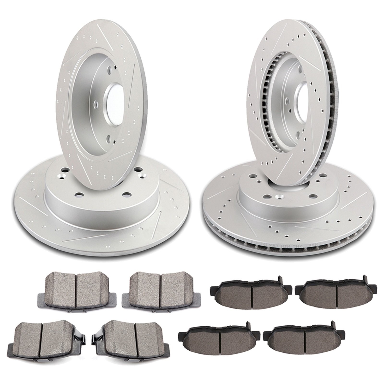 Fits Honda Civic Sedan 2012 Slot Front & Rear Brake Rotors Discs + Ceramic Pads