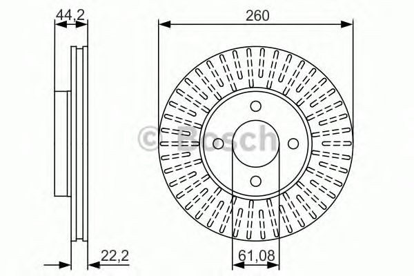 Bosch Brake Disc Front Diameter 260mm 61mm Vented 22mm 0986479090