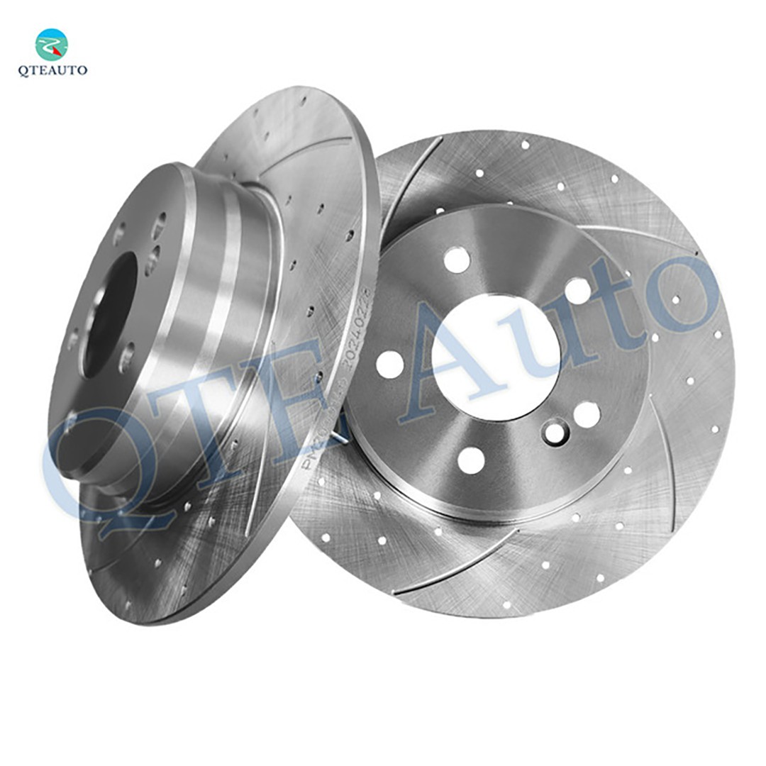 Rear 290mm Drilled Slotted Brake Disc Rotors For 1998 Mercedes-Benz E300 Base