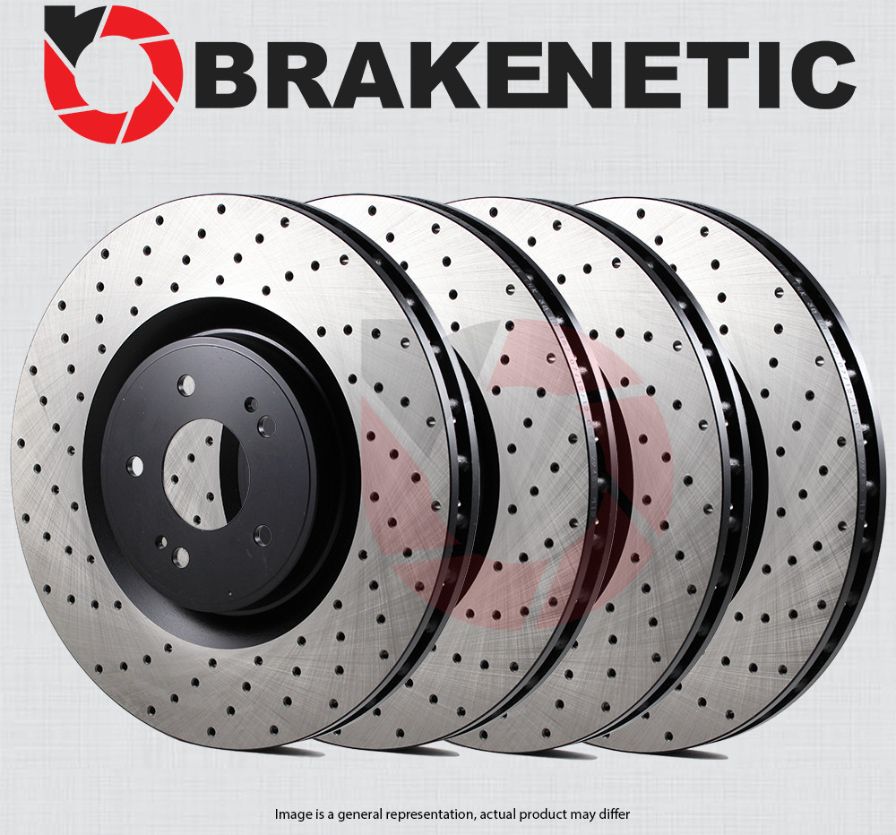 FRONT+REAR BRAKENETIC Premium Cross Drilled Brake Disc Rotors BPRS71477