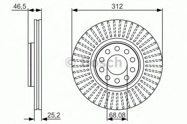 Bosch Brake Disc Front Diameter 312mm 68mm Vented 25mm 0986479A30