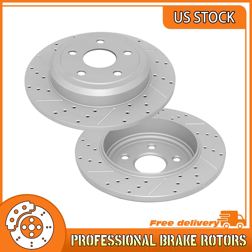 Rear Drilled Brake Rotors For 2011 2012-2020 Dodge Durango Jeep Grand Cherokee