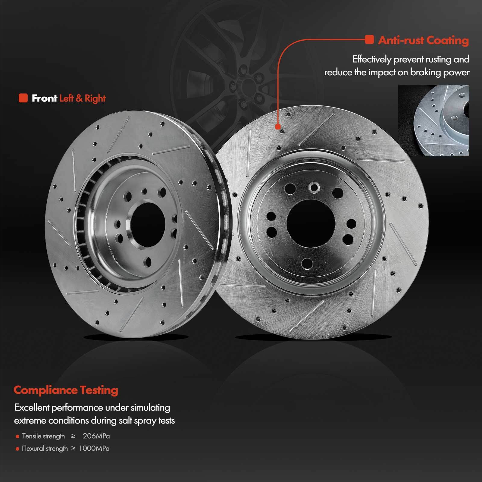 12Pcs Front & Rear Drilled Brake Rotors & Ceramic Pads for Mercedes-Benz GLE300d