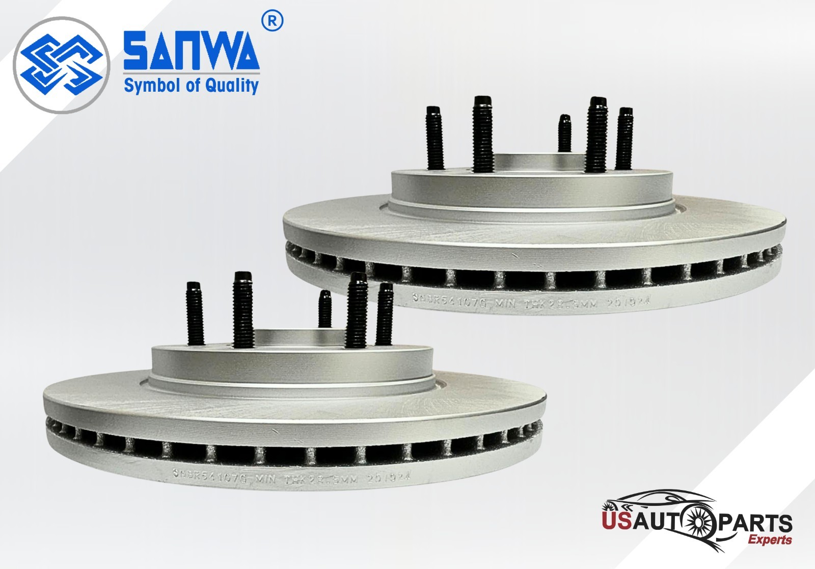 SANWA SET OF 2 FRONT BRAKE ROTOR VENTED & COATED GEOMET 330 MM FORD F-150 04-08