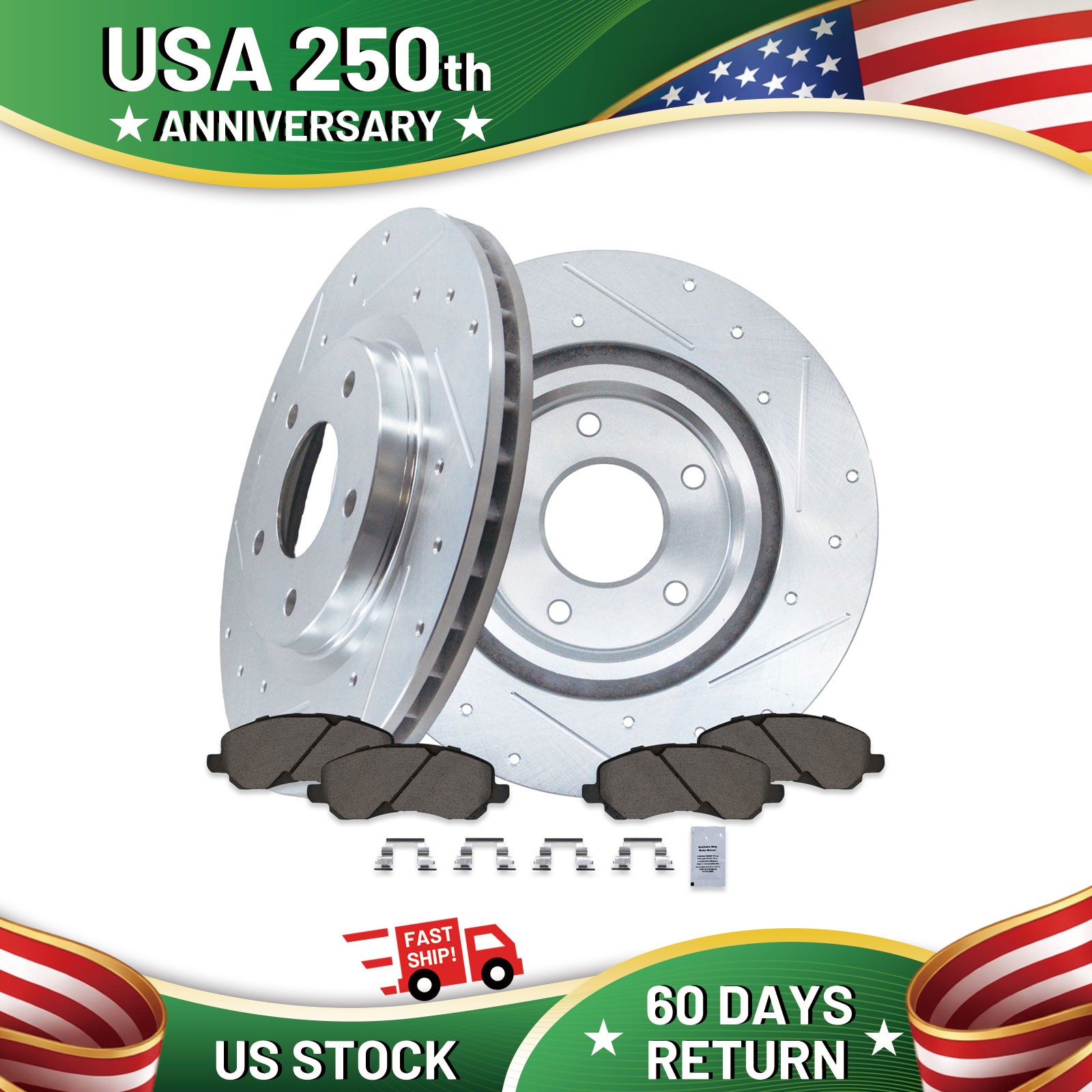 Front Drilled Rotors Brake Pads for Chrysler 200 Sebring Dodge Avenger