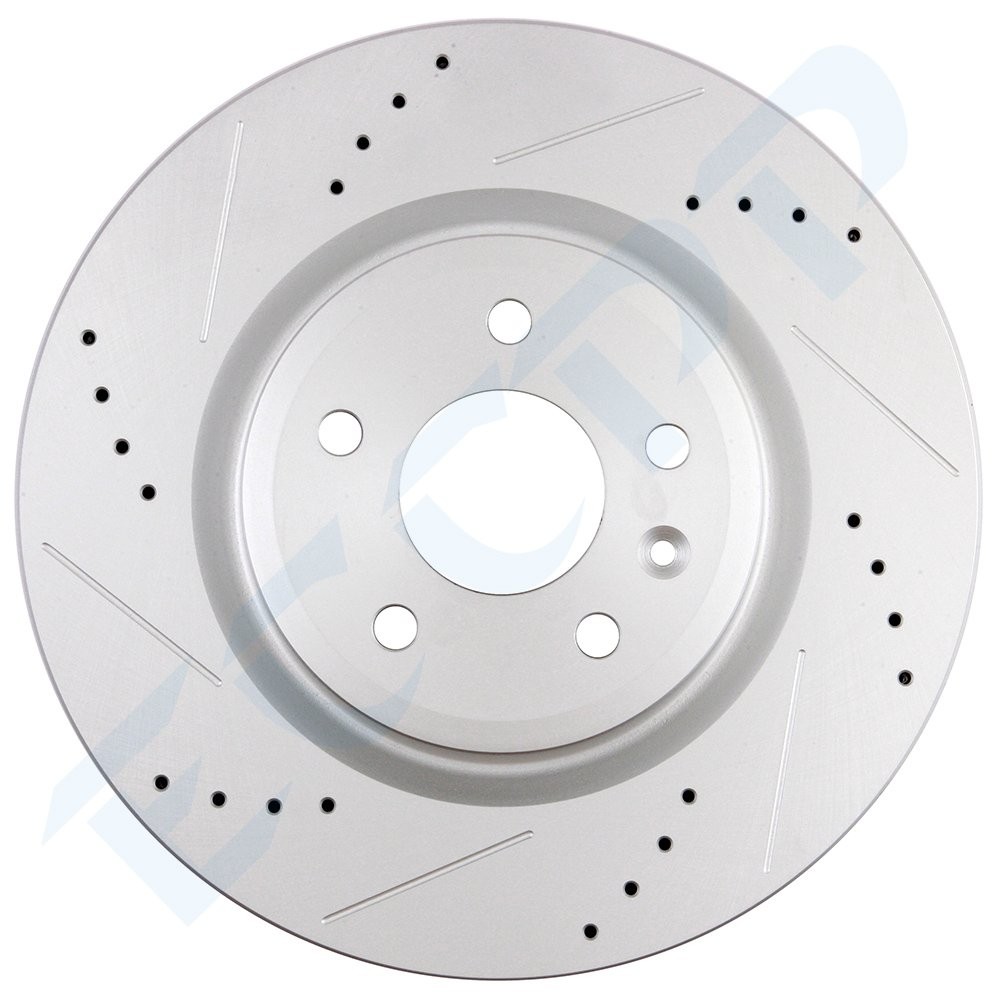 Front Drilled & Slotted Ceramic Brake Pads And Rotors For Cadillac Escalade