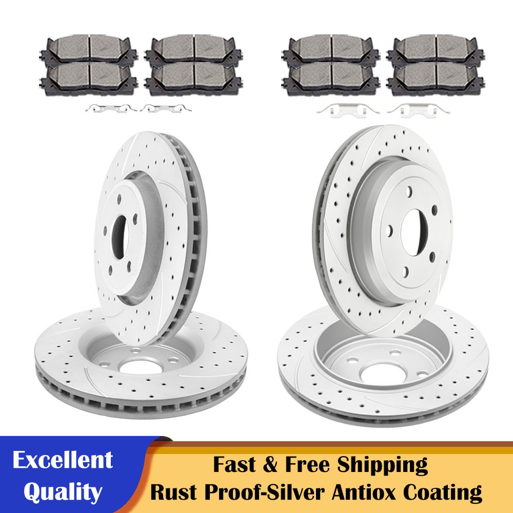 Front Rear Drilled Rotors Brakes Pads Kits Fit for Grand Cherokee Dodge Durango