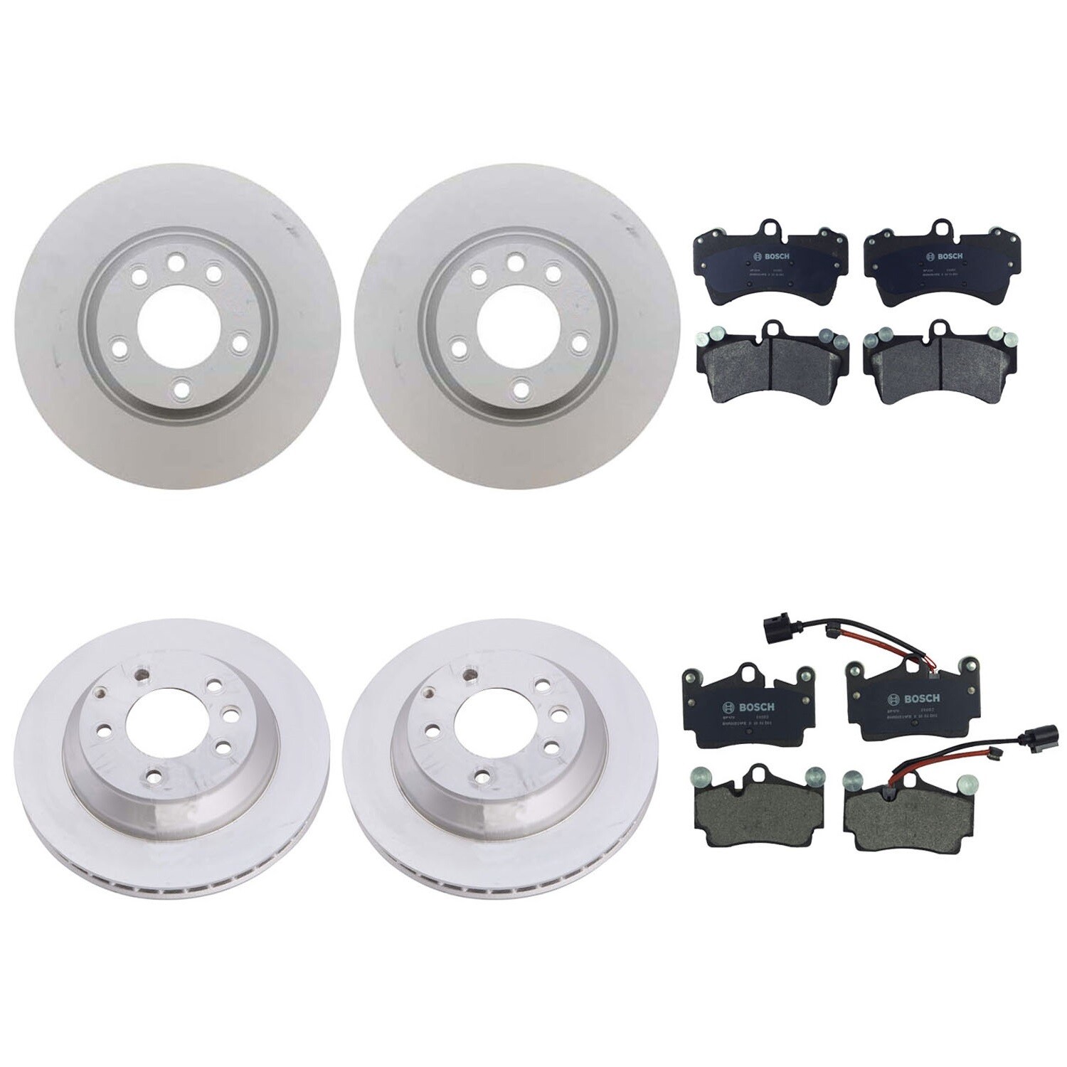 SHW OEM Front & Rear Rotors Bosch Semi-Met Pads Brake Kit for Cayenne Q7 Touareg