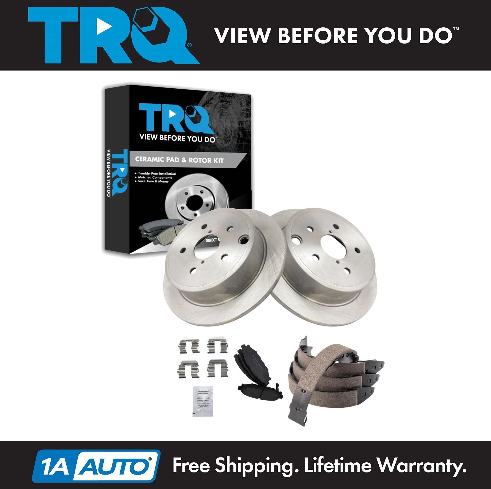 TRQ Rear Ceramic Brake Pad & Rotor Kit Fits 2015 Subaru WRX