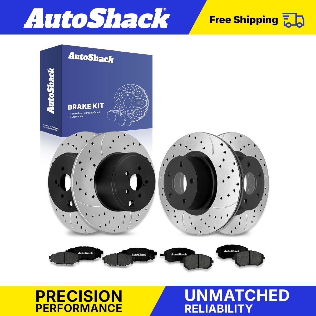 Front Rear Drilled Slotted Brake Rotors Premium Pads for Subaru, Impreza 08-10