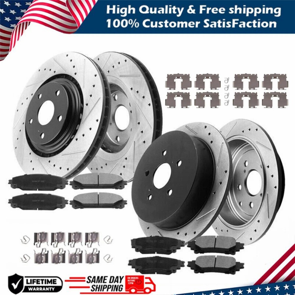 Front Rear Disc Brake Rotors and Ceramic Brake Pads for Toyota RAV4 Lexus HS250h