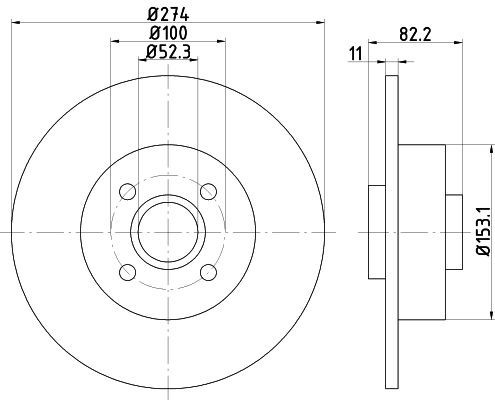 2X Mintex MDC1566 Rear Brake Discs 274mm Solid Fits Renault Megane Scénic