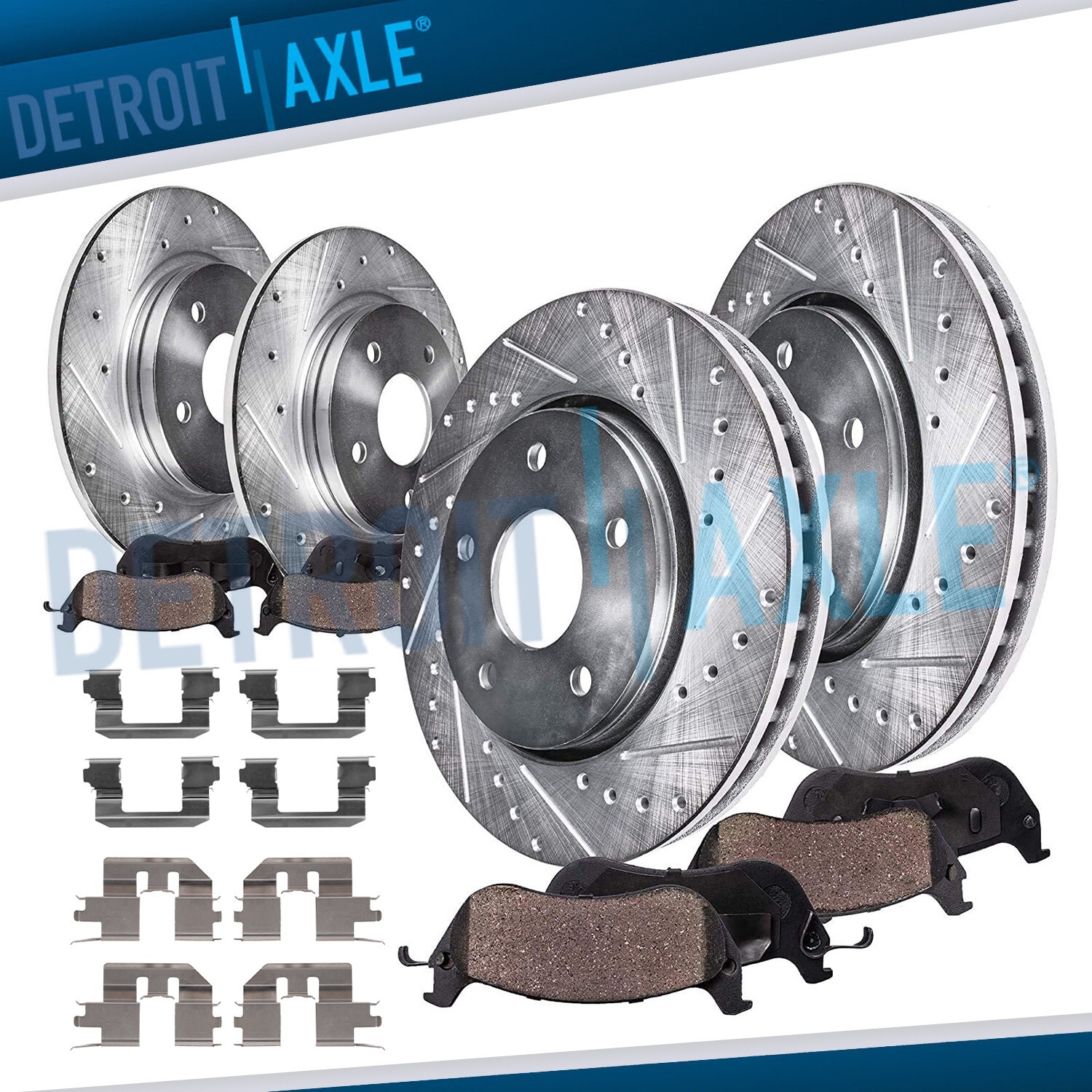 Front and Rear Drilled Slotted Rotors Ceramic Brake Pads for 2009-2014 Acura TL