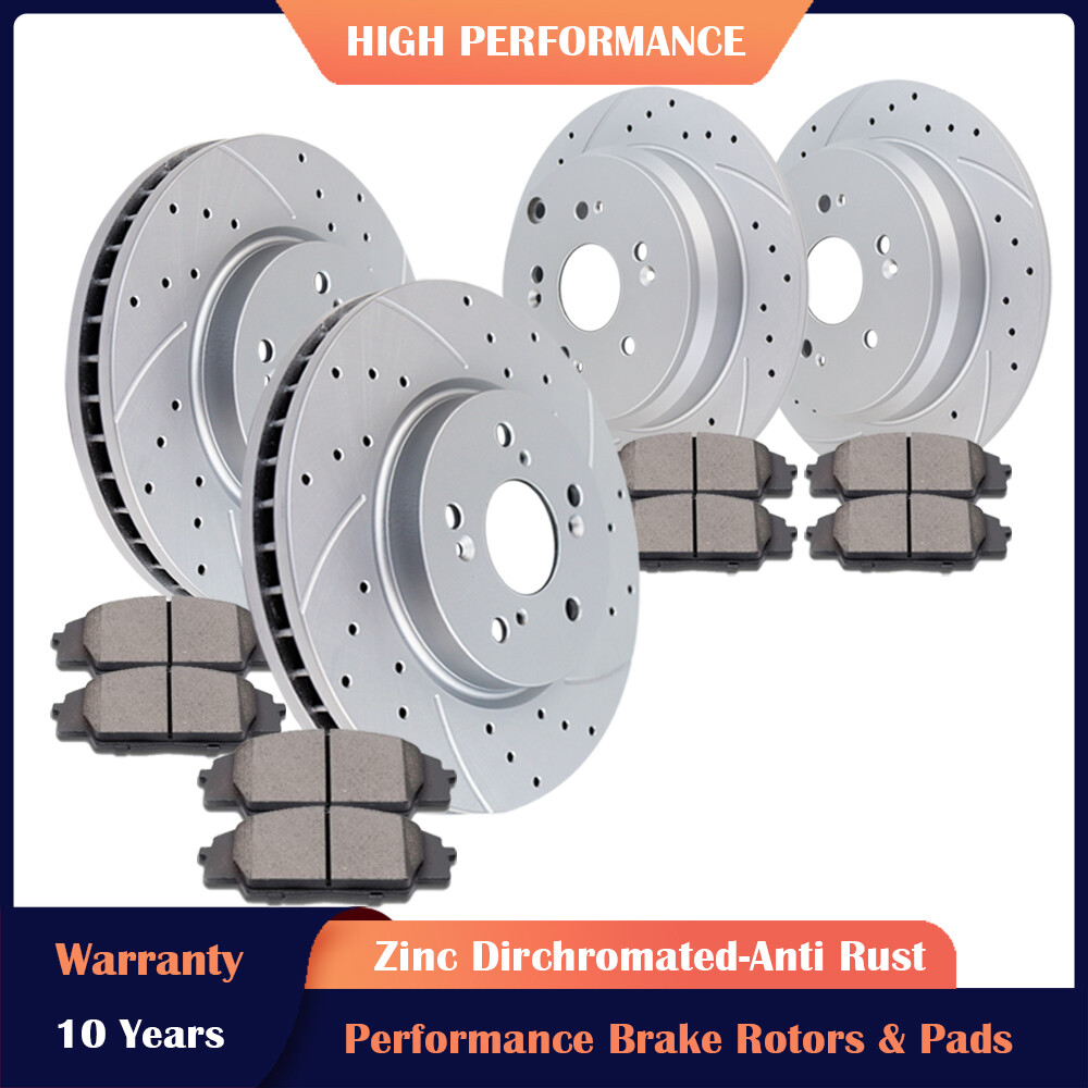 Fit Honda CR-V ACURA RDX Front Rear Slotted Brake Rotors and Pads Brakes Kits
