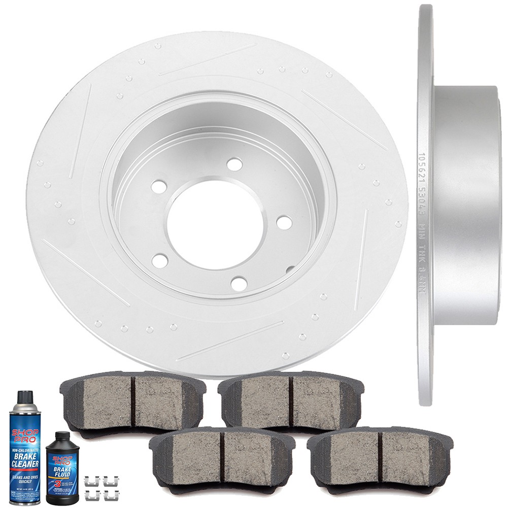 Rear Brake Discs Rotors Ceramic Pads Fits 2009-2017 Jeep Compass G3000 Casting