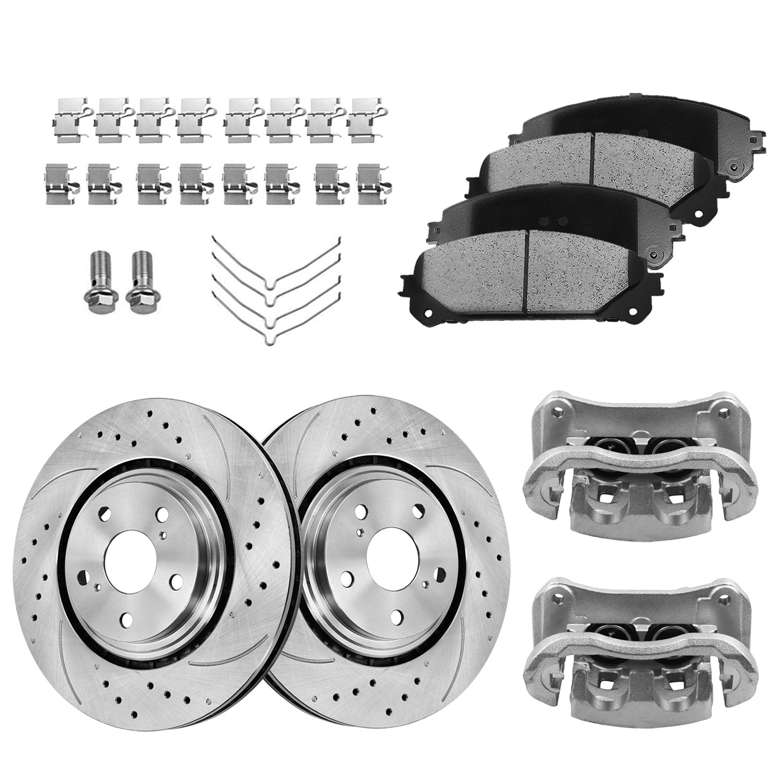 12.9in Front Rotors Pads + Caliper Kits for Toyota Sienna Highlander Lexus RX350