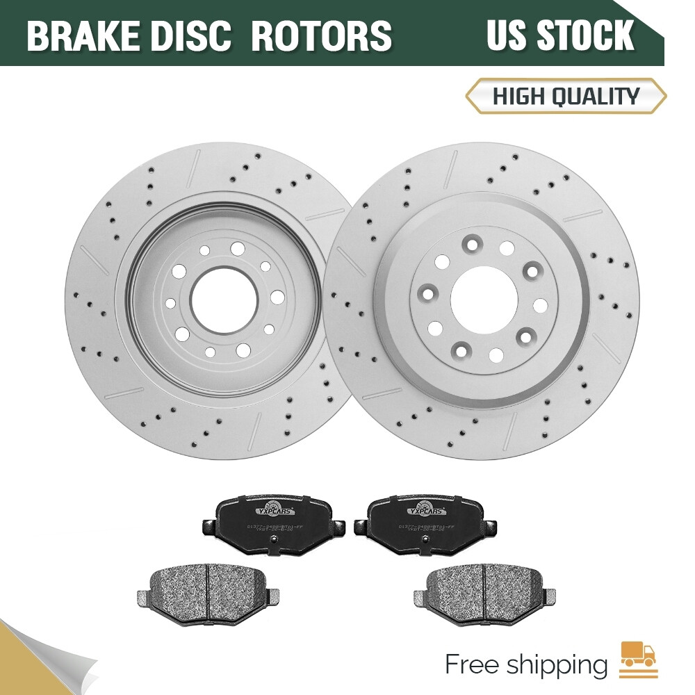 Rear Drilled Disc Rotor+Ceramic Brake Pads for Ford Flex Taurus Explorer MKS MKT