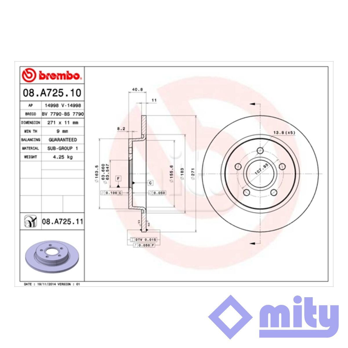 Fits Ford Focus 2010-2020 + Other Models Brake Discs Rear Mity