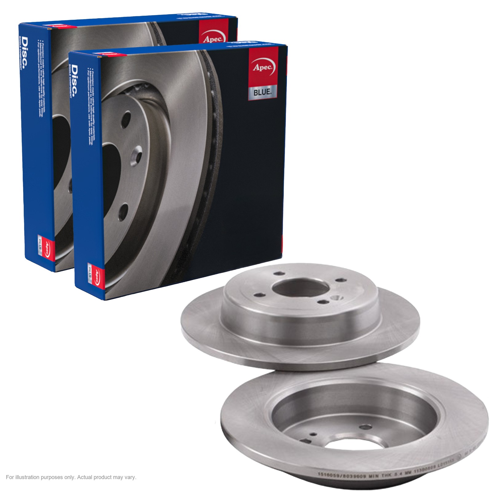 2x APEC Rear Brake Discs for KIA STONIC 2017- 262mm Solid SDK6703