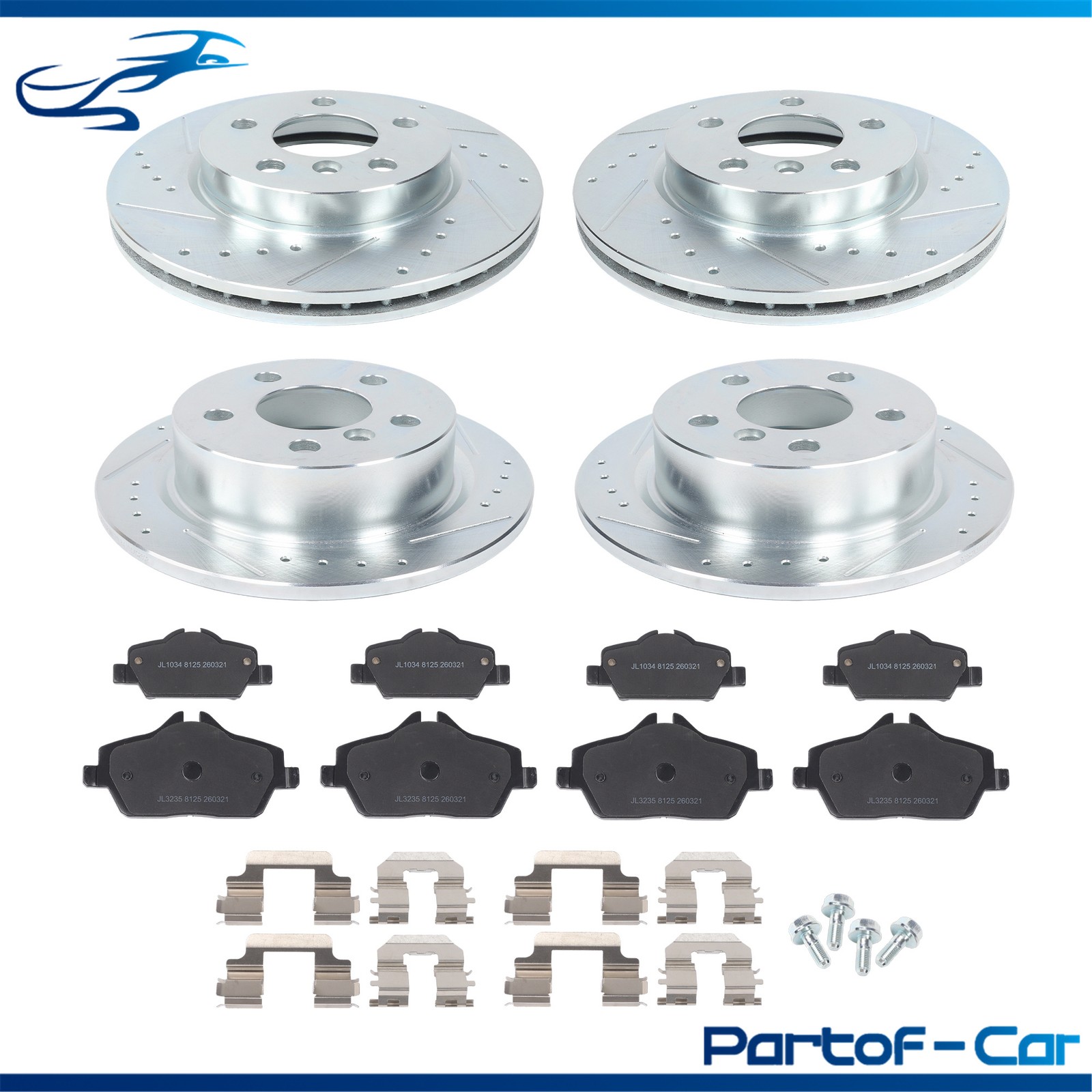 Front & Rear Drilled Brake Rotor & Brake Pads For Mini Cooper F56/F57 2015-16