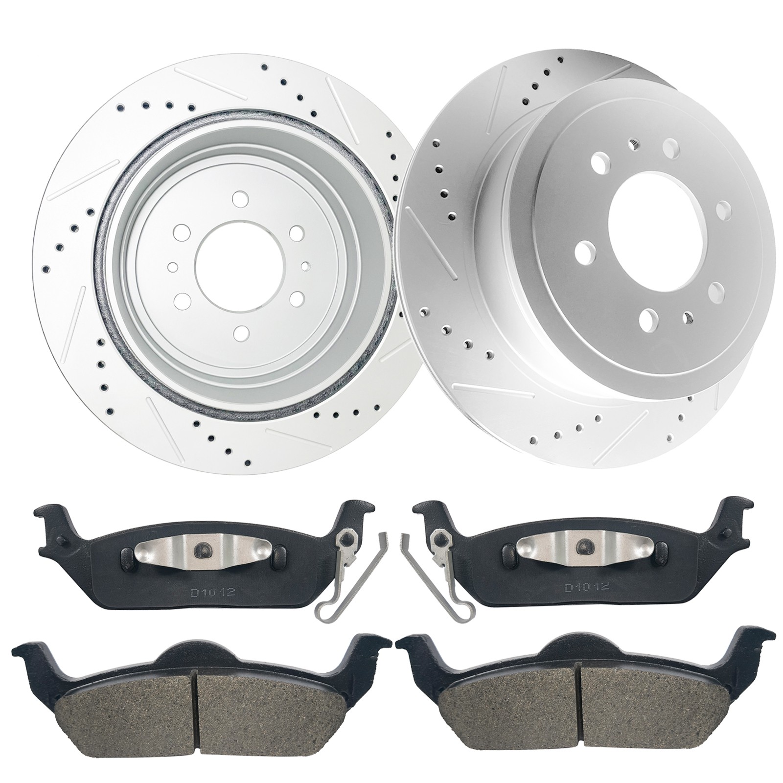 Front Rear Brake Rotors + Ceramic Brake Pads for 2004-2008 Ford F-150 4WD