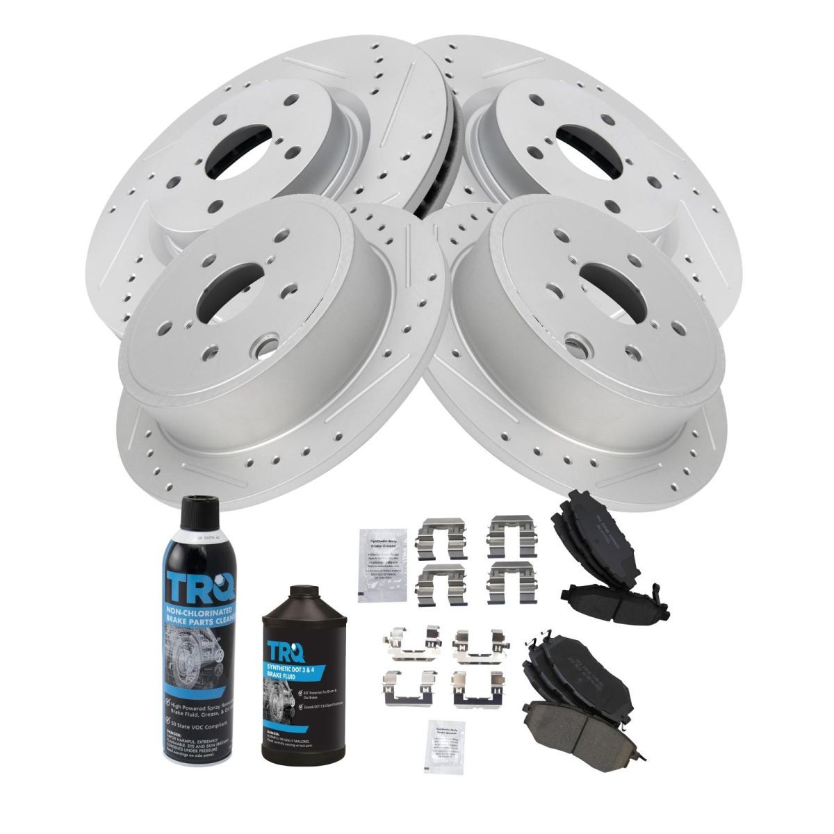 TRQ Performance Front and Rear Brake Pad & Rotor Kit Fits 15-19 Subaru WRX