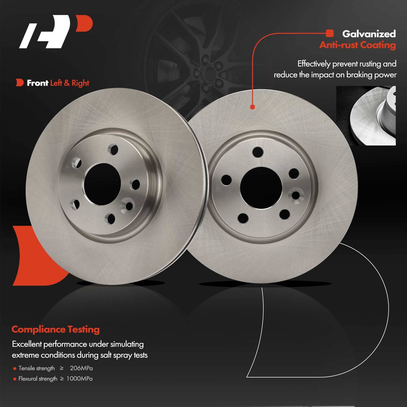 A-Premium Front Disc Brake Rotors for Volvo S60 2011-2018 XC70 V60 Land Rover
