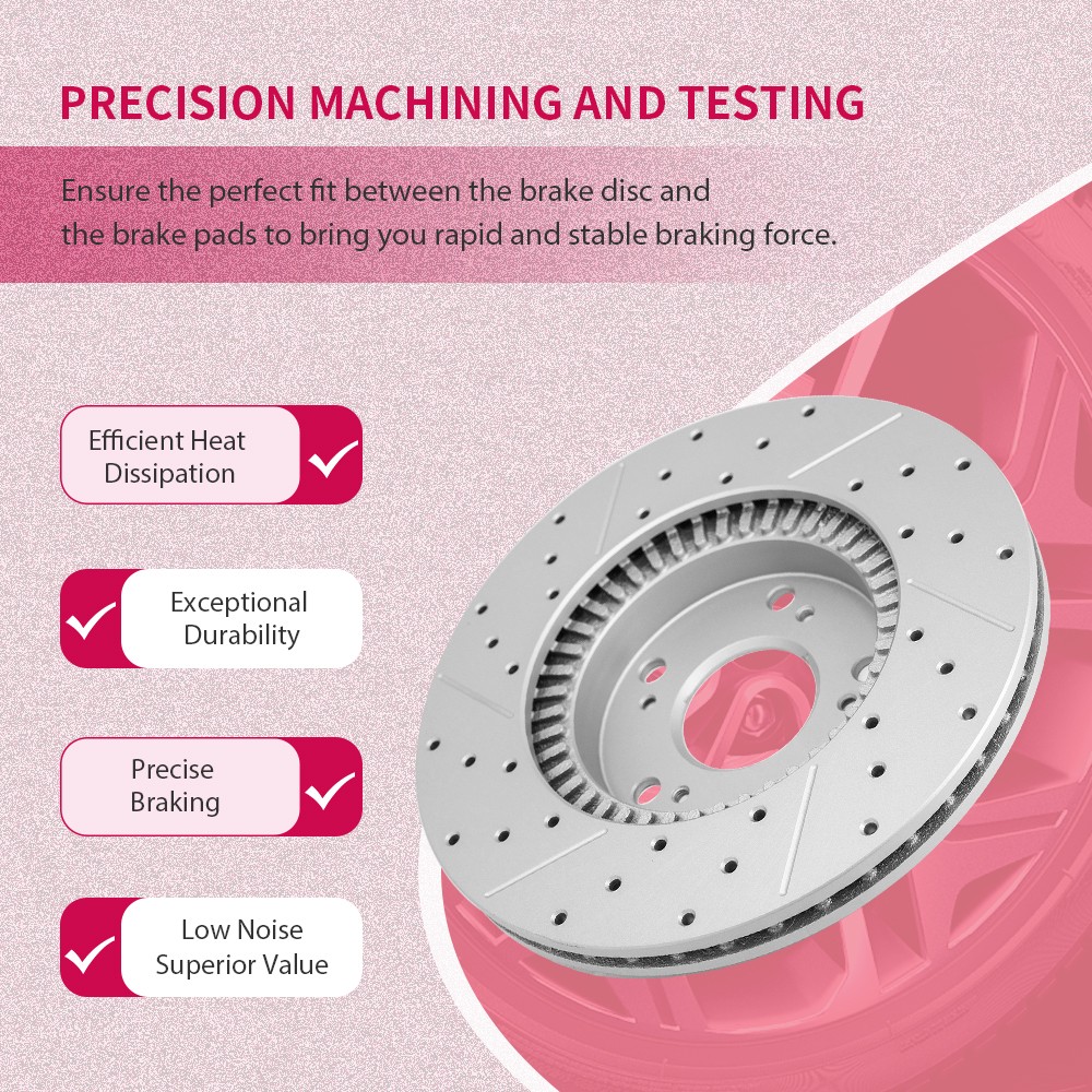 Front Rear Drilled Disc Brake Rotors for 2014 2015 – 2024 Mazda 3 Sport CX-3