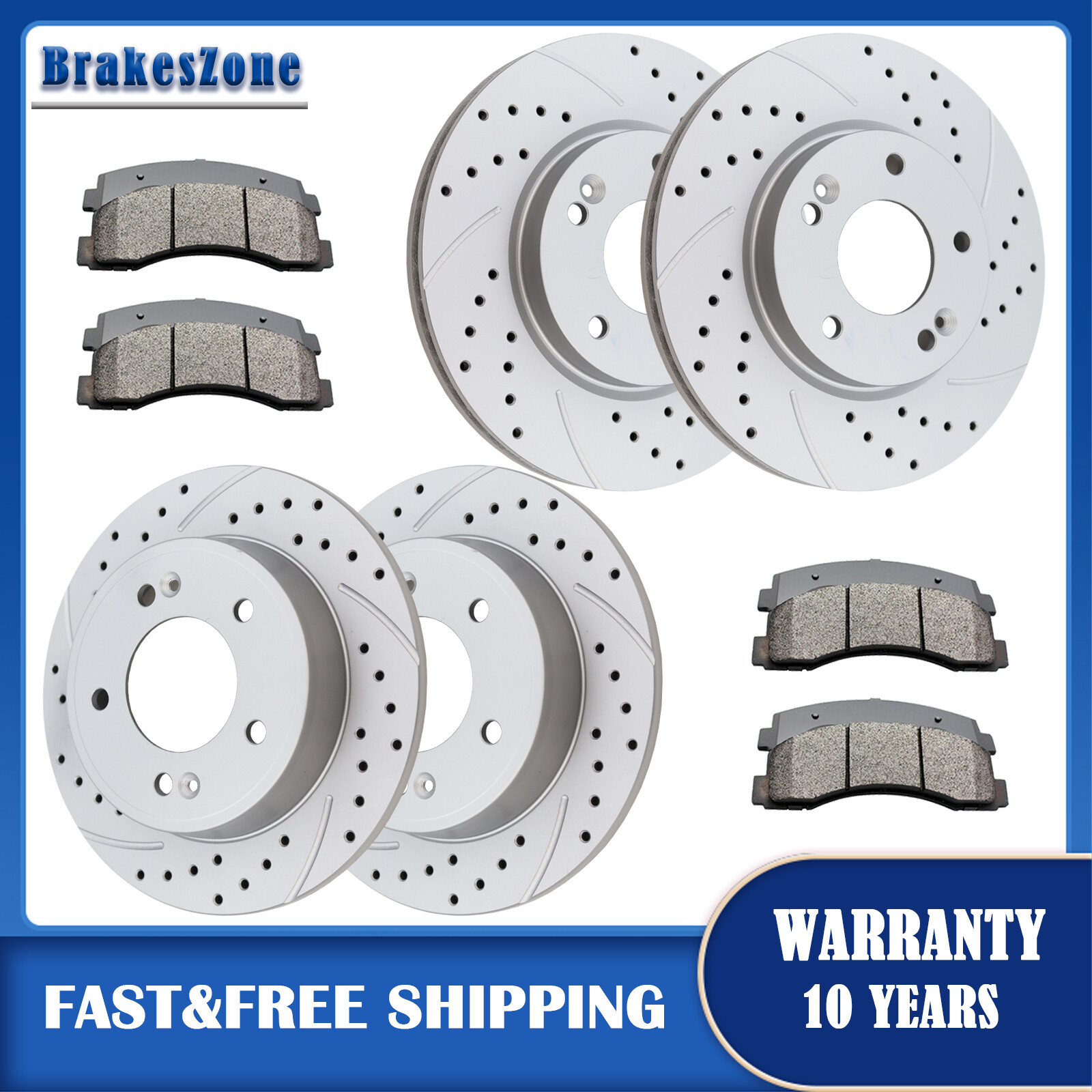 Front and Rear Brake Rotors Pads fit for Hyundai Elantra 2011-2016 Kit Brakes