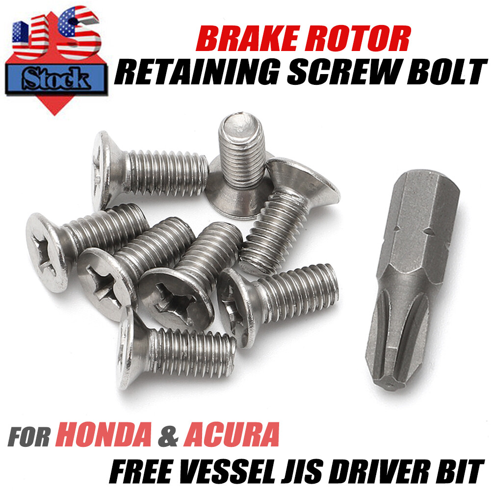 Brake Rotor Disk JIS Retaining Screws Bolts + Free Vessel Bit For Honda Acura US