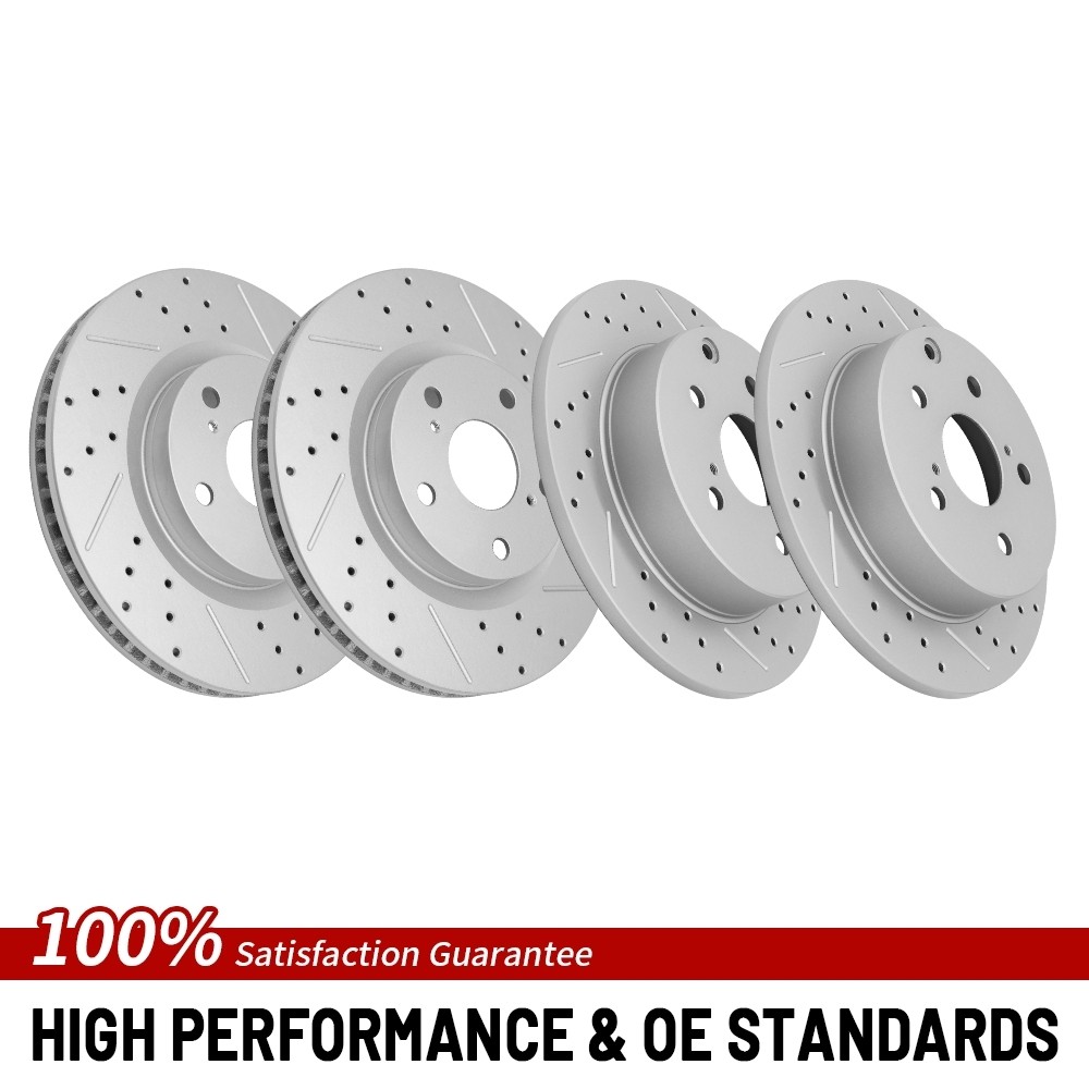 Front & Rear Drilled Brake Rotors For 2006 2007 2008 2009 2010-2018 Toyota RAV4